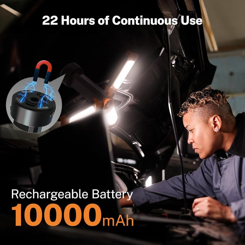 OGERY Rechargeable 10000mAh Camping Light with Stand 6.5 ft Max Height, Cordless Work Light with 3 LED Lamp Heads, 2200 Lumens Camping Essentials Gear Emergency Flashlight with Detachable Tripod - Image 5